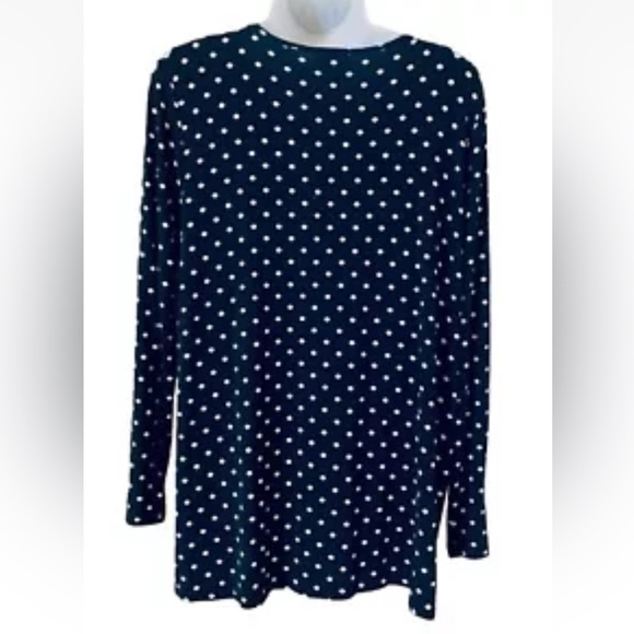 J. Jill Wearever Womens Petite MP Tunic Top Black Daisy Pintuck Stretch Keyhole - Picture 3 of 12